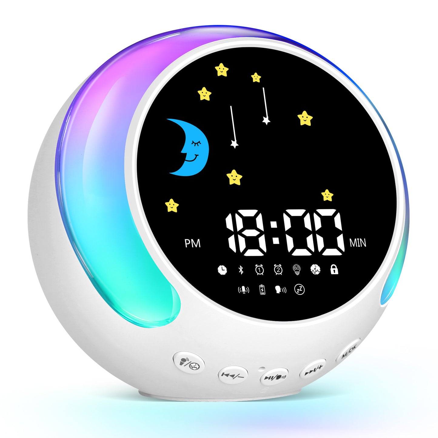 Children's Alarm Clock Bluetooth Speaker Touch RGB With White Noise Wake-up Light