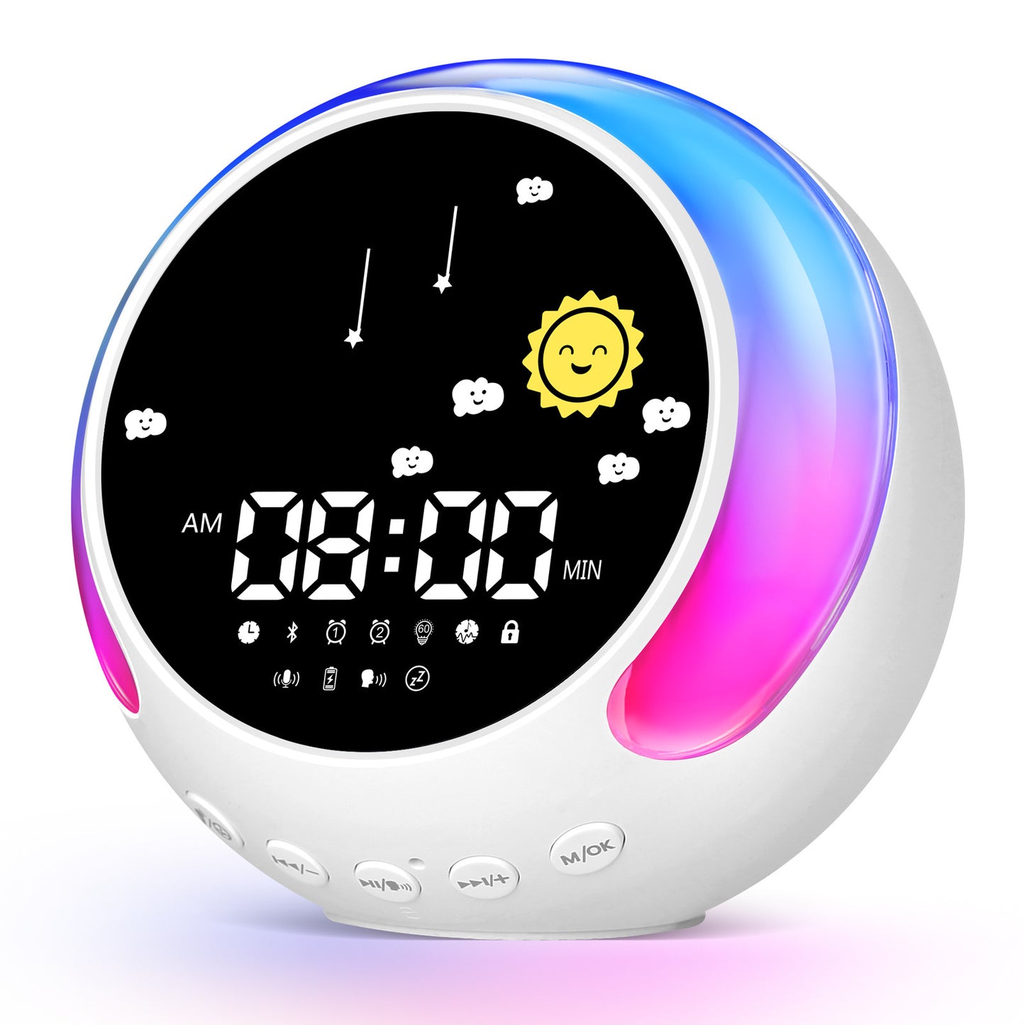 Children's Alarm Clock Bluetooth Speaker Touch RGB With White Noise Wake-up Light