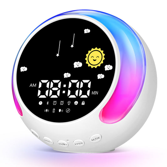 Children's Alarm Clock Bluetooth Speaker Touch RGB With White Noise Wake-up Light